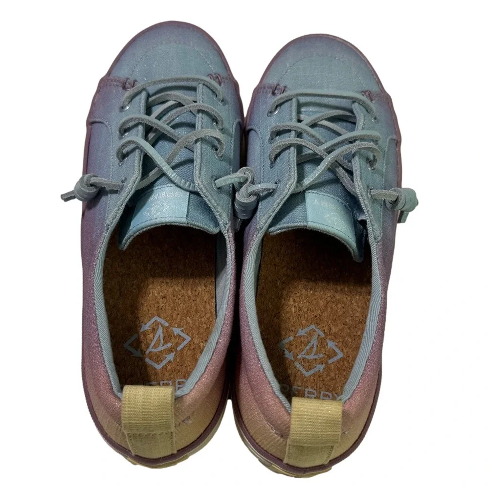 Sperry Crest Vibe Textile Sneakers Gradient Purple Blue Yellow Women Size 7.5M